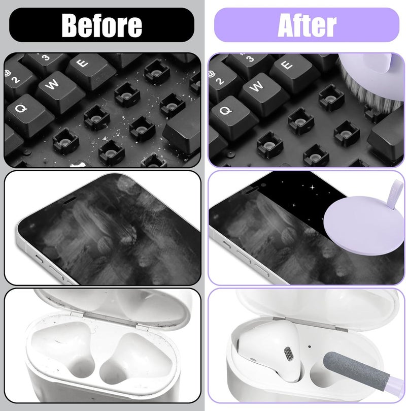 walrfid Laptop Phone Screen Cleaner Kit, Computer Keyboard Brush Cleaning Spray for iPhone AirPods Macbook iPad, 20-in-1 Electronic Device Clean Tool For Camera PC Monitor Earbud TV Tablet Car Screens- Purple - Image 5